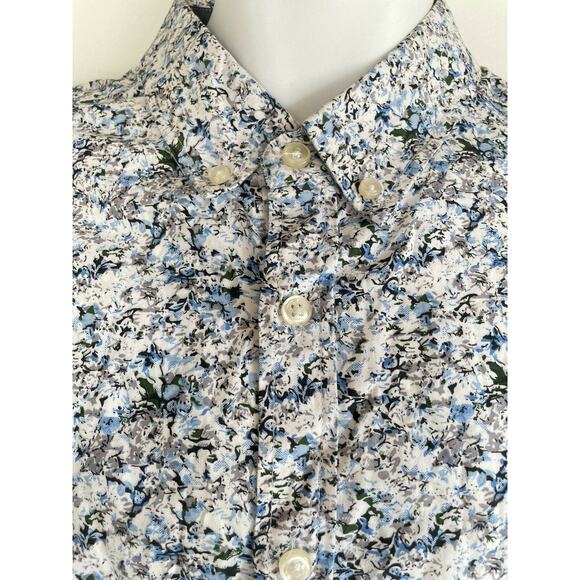 level ten mens modern floral button up Long Sleeve shirt Size M - Picture 4 of 7